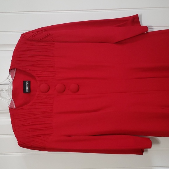 Vintage John Roberts Red Front Button Dress Top Three Oversized Buttons SZ 10/12 - Picture 4 of 12